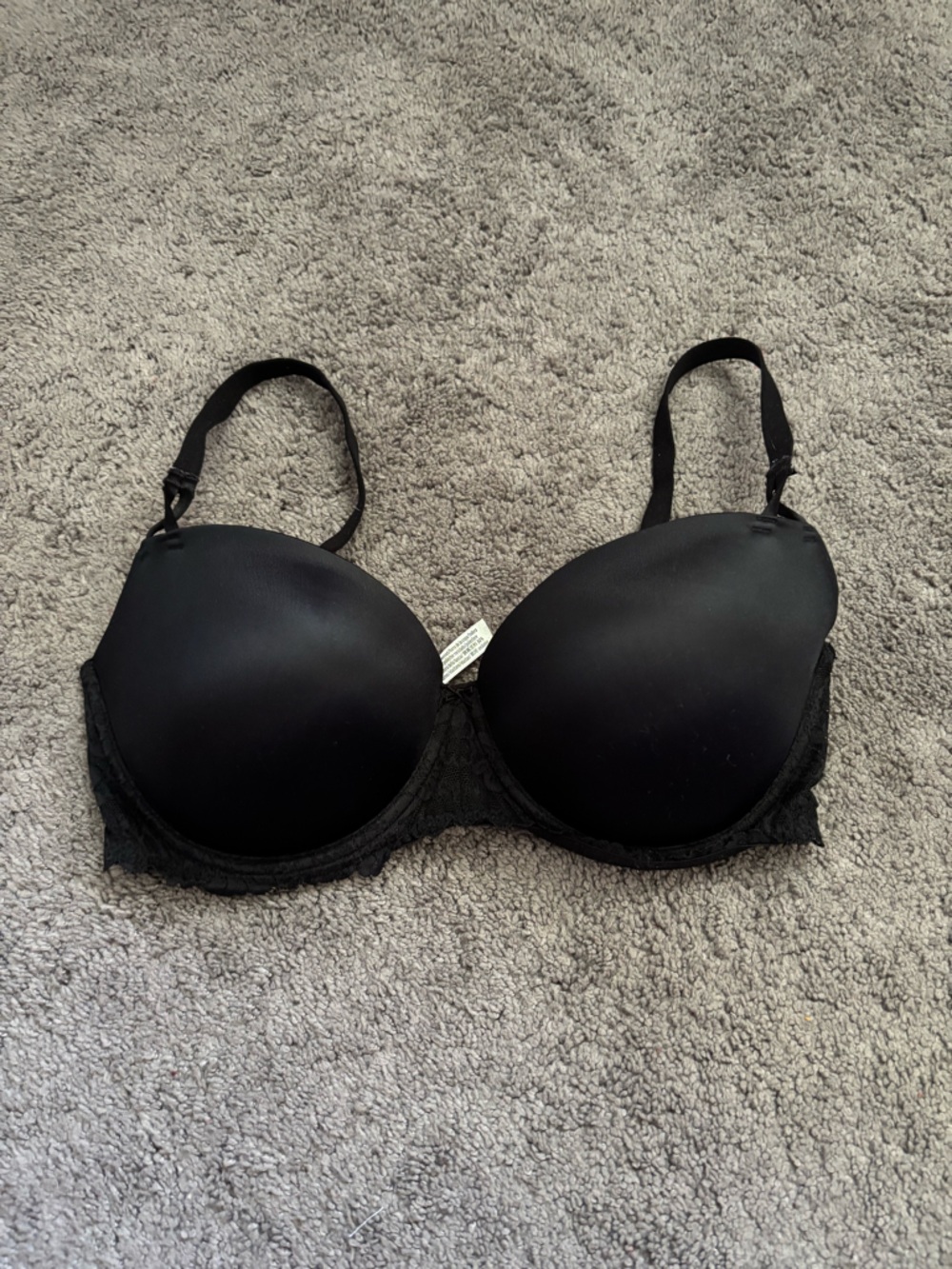 Victoria's Secret Black Smooth Molded Cup Bra with Lace Band 36DD